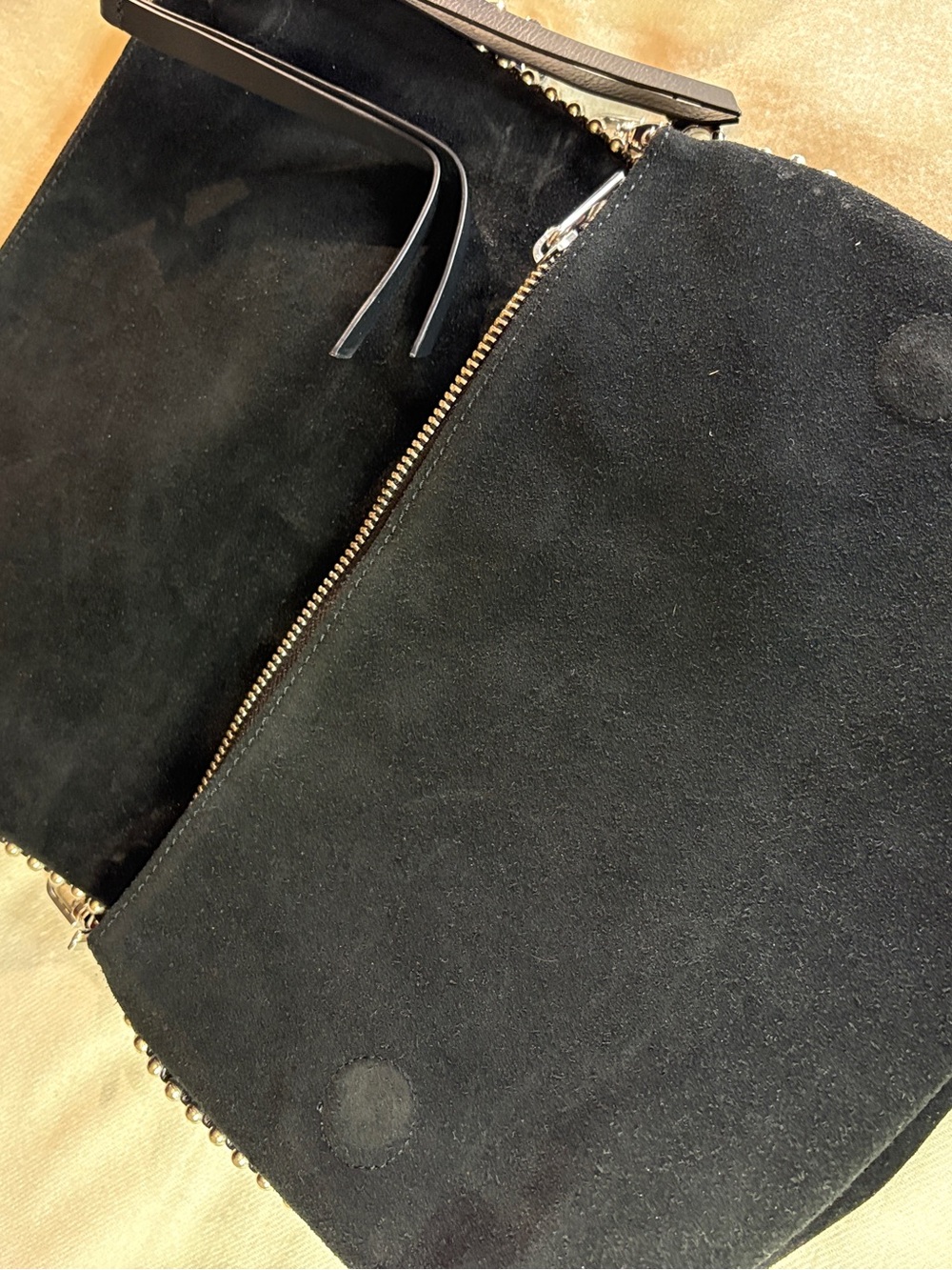 Zadig & Voltaire Black Suede Wing-Emblem Chain Crossbody - Picture 7 of 13
